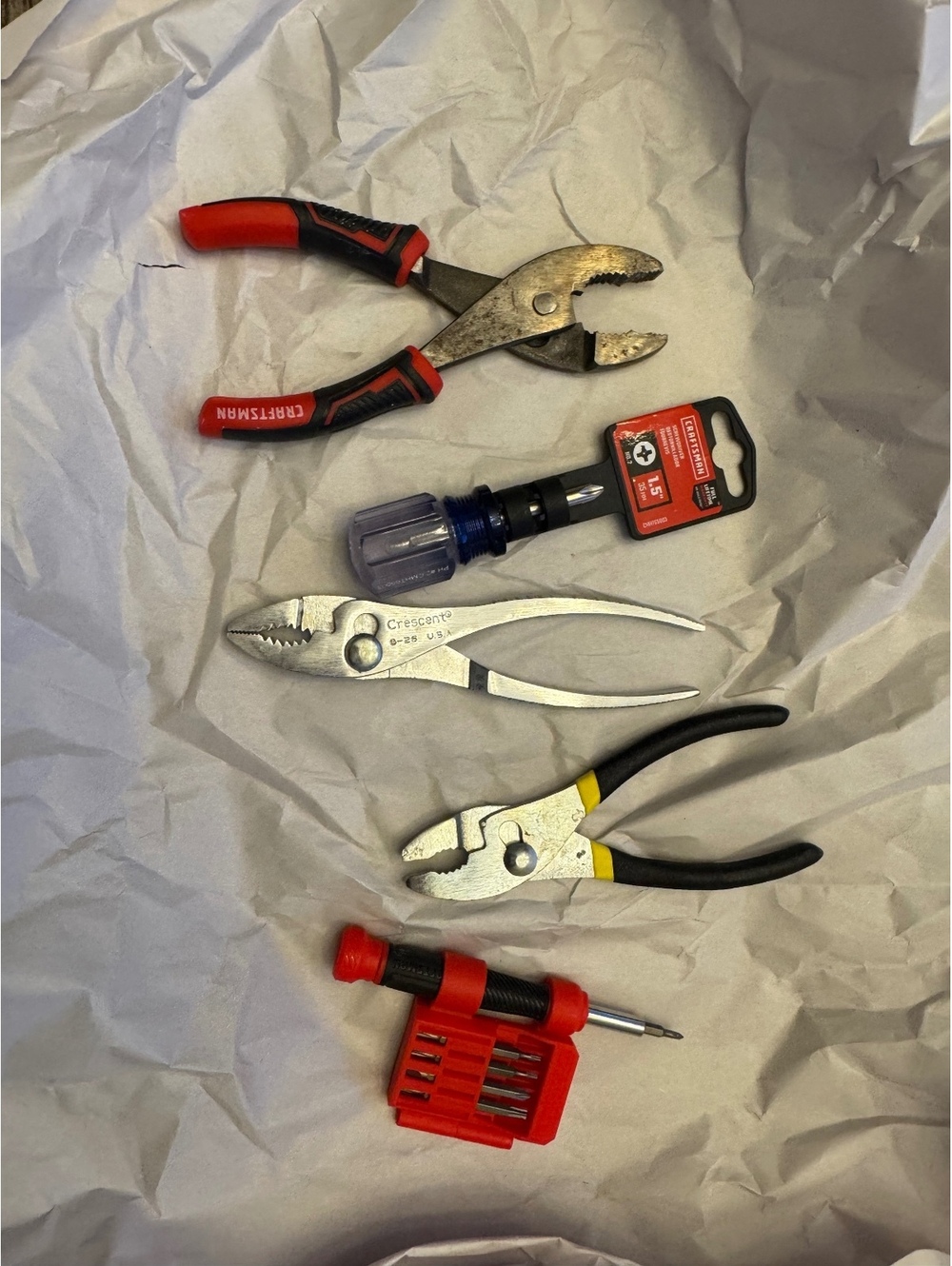 Craftsman Crescent 5 Pc Hand Tool Lot G-26 USA Pliers Screwdrivers Mixed
